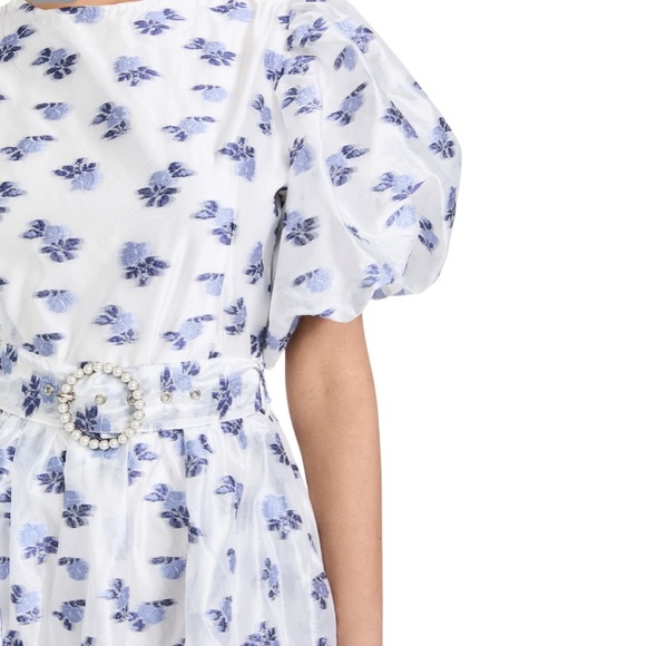 Sister Jane Pearl Floret Midi Dress Blue and White Sz S